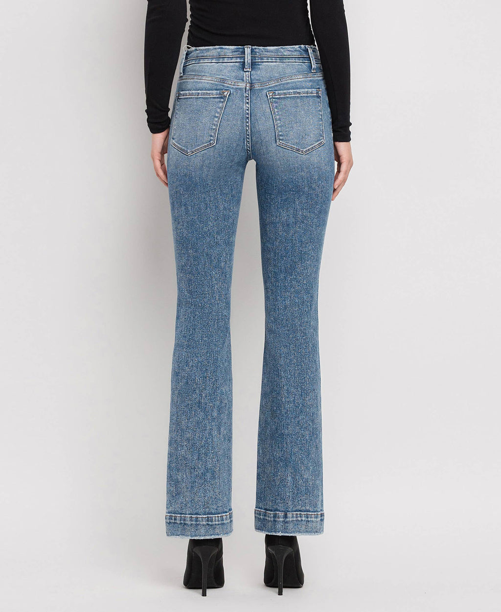 FLYING MONKEY MID RISE SEAMLESS WAISTBAND BOOTCUT JEANS