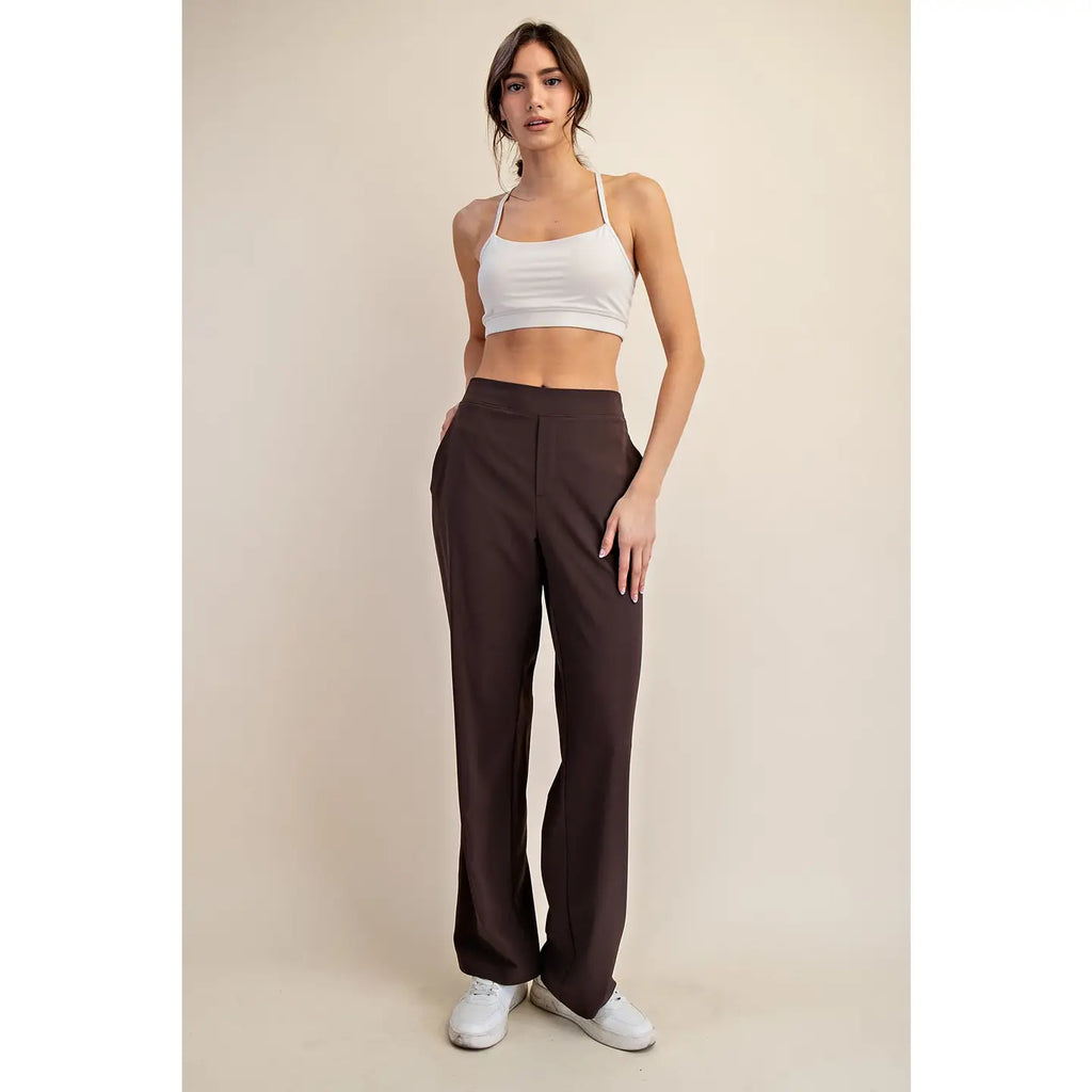 CRINKLE WOVEN STRAIGHT TROUSER