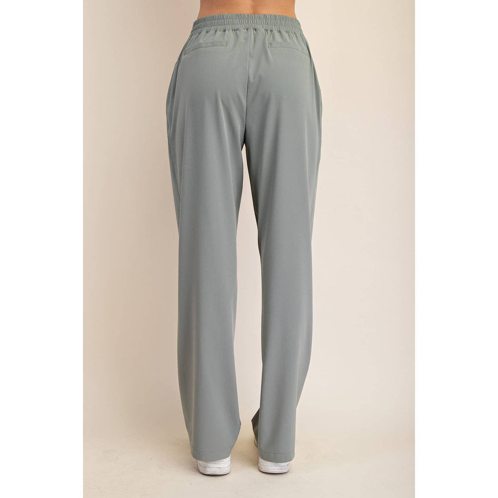 CRINKLE WOVEN STRAIGHT TROUSER