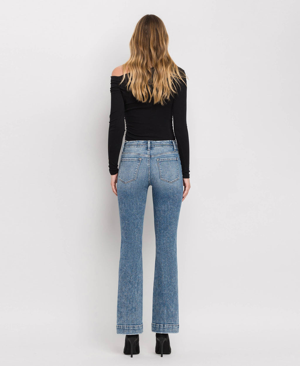 FLYING MONKEY MID RISE SEAMLESS WAISTBAND BOOTCUT JEANS