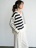 Contrast Striped Sweater Cardigan