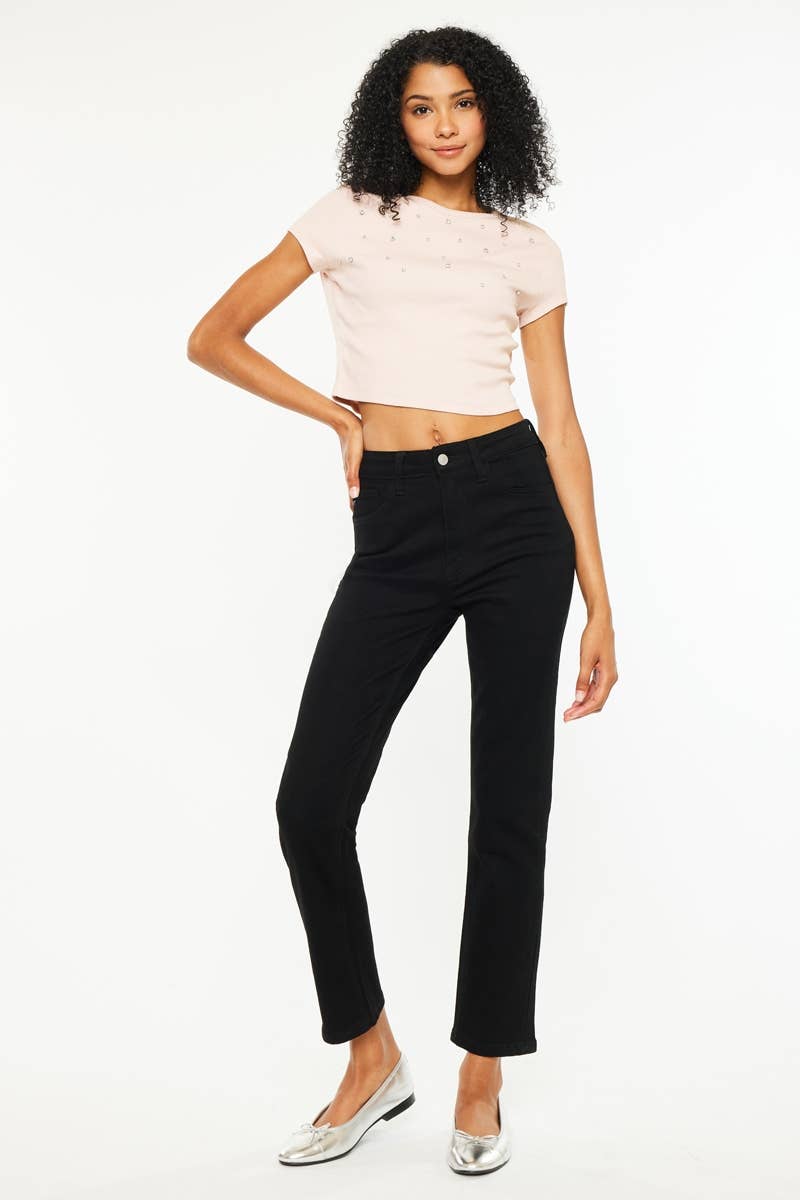 HIGH RISE SLIM STRAIGHT JEANS