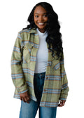 Green, Camel & Turquoise Plaid Jacket