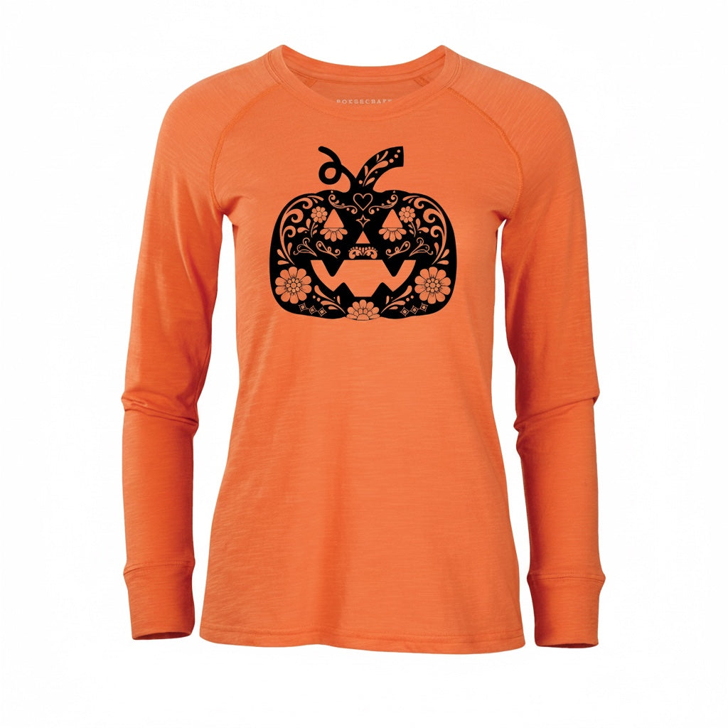 Pumpkin Women's Solid Preppy Long Sleeve T-Shirt