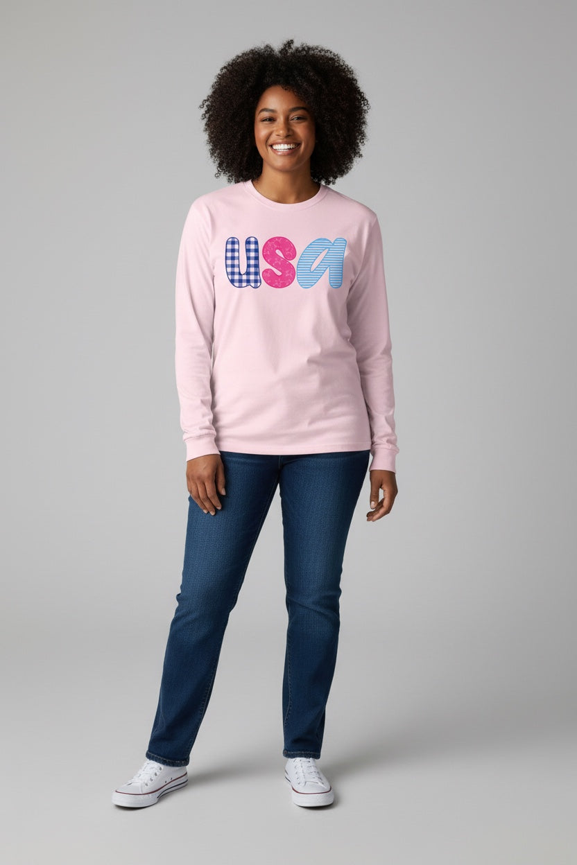 USA Long Sleeve Garment Dyed Tee