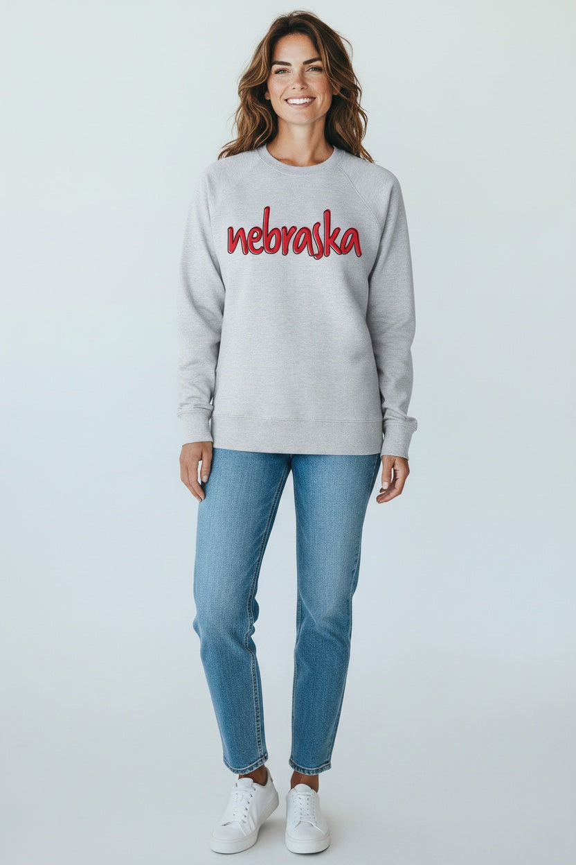 Nebraska Puff Print Crew Neck